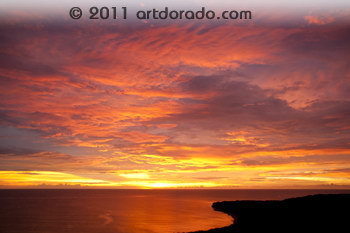 Vlak na de zonsondergang, uitzicht op Playa Largu vanaf Cas Abao, Curacao, 18.21 uur.
