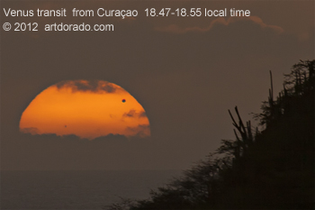 Venus in transit as seen from Curacao, 2012 june 6